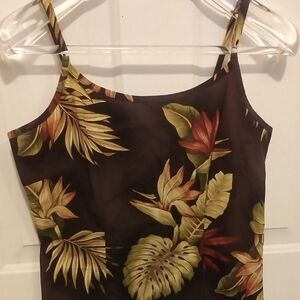 Hilo Hatties Brown Leaf Slip Dress Size M